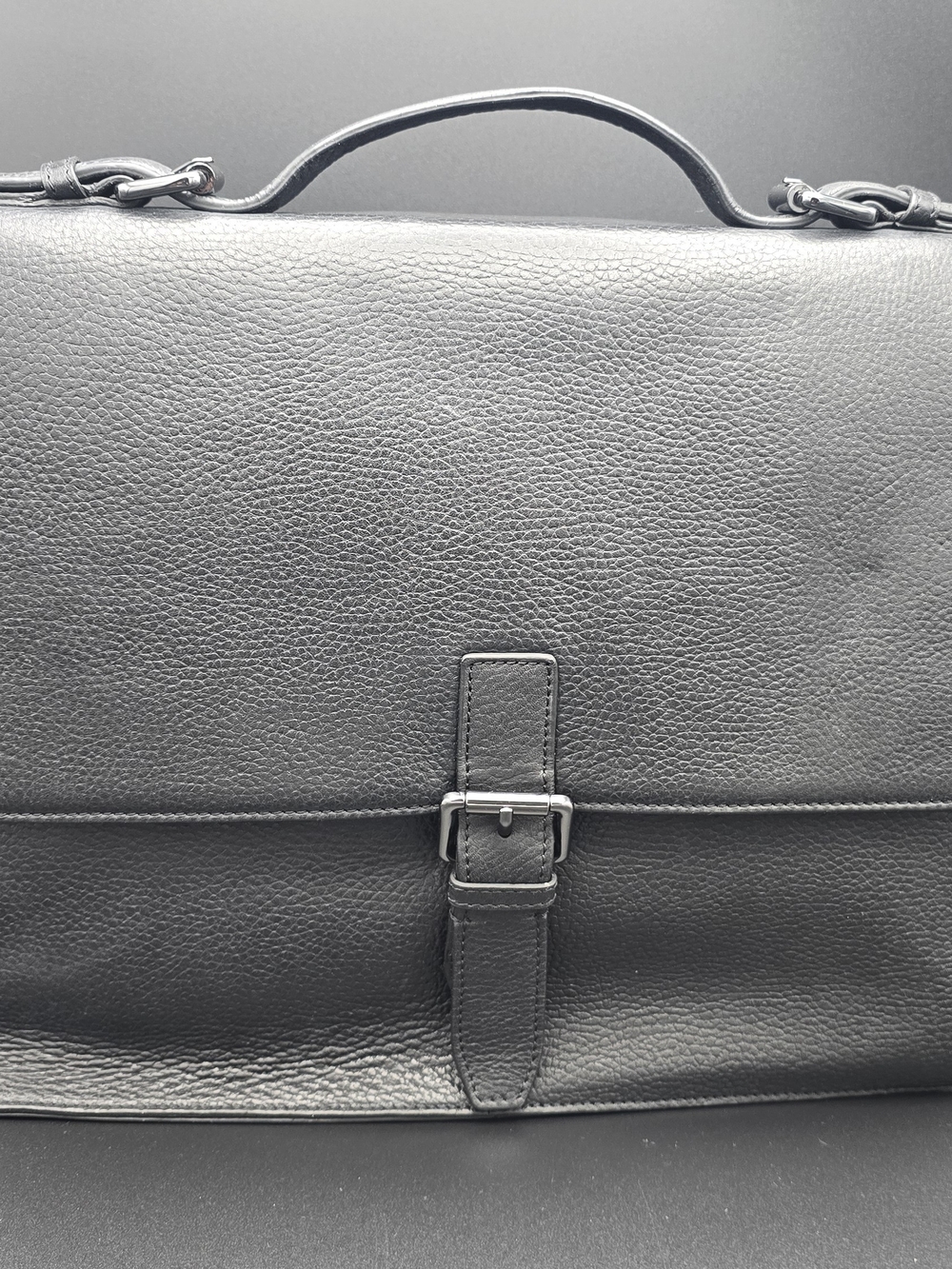 John Varvatos Black Leather Briefcase - Classic Professional Carry (New)